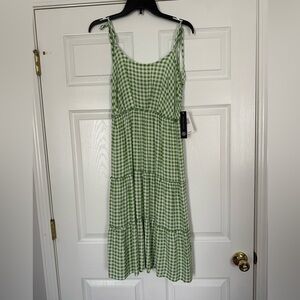 Green and white gingham dress
